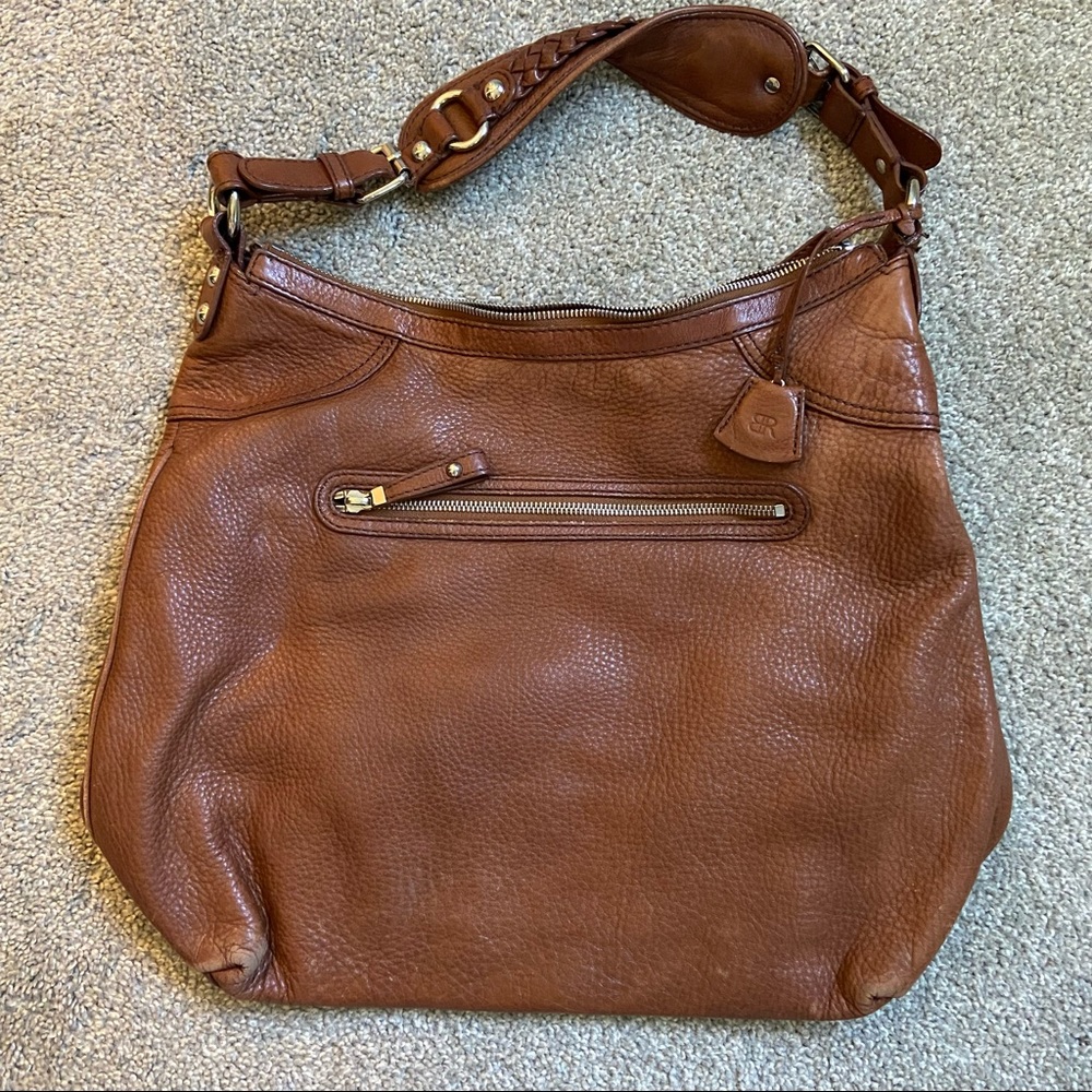 banana republic cognac all leather shoulder bag